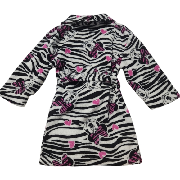 Disney Minnie Mouse Zebra Bath Robe Size Small(6/6X) - Picture 2 of 3